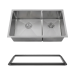 3160L-14-SLBL Double Bowl 3/4" Radius Stainless Steel Sink with Black SinkLink