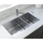 3160L-14-SLW Double Bowl 3/4" Radius Stainless Steel Sink with White SinkLink