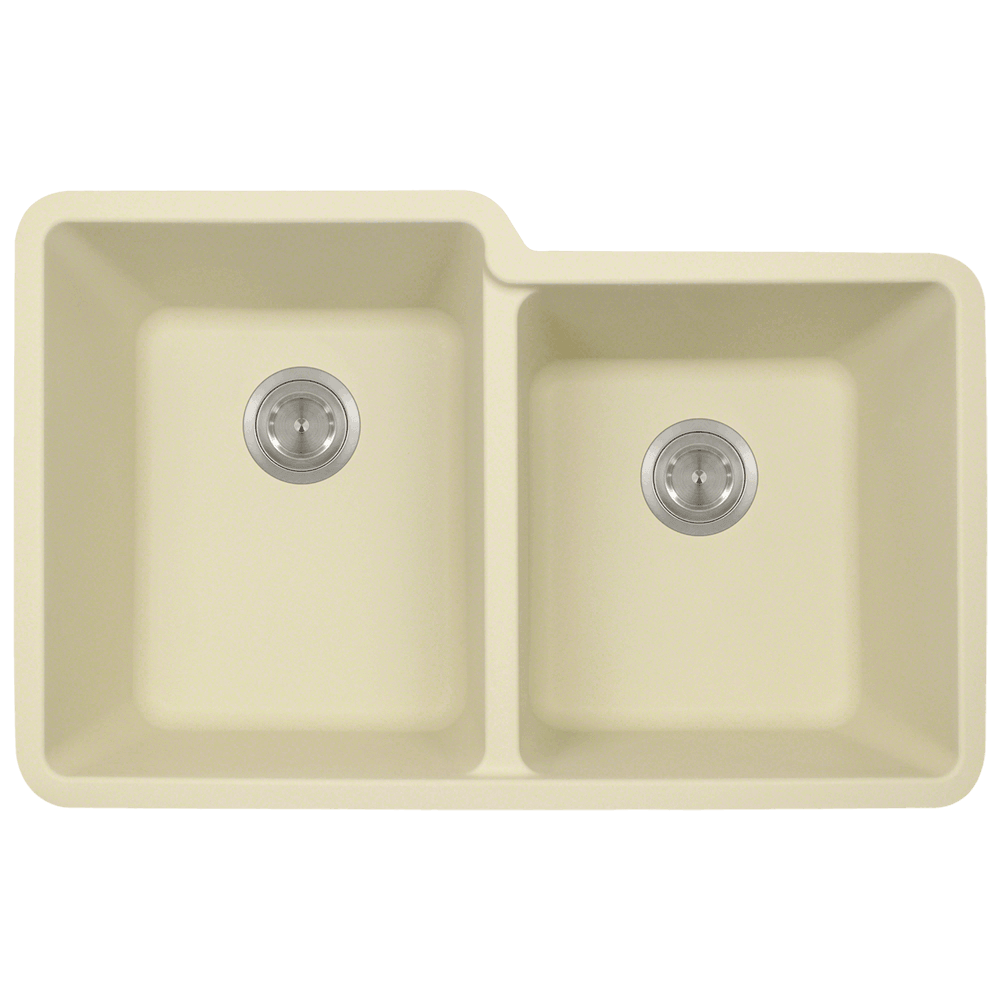 801-Beige Double Offset Bowl Quartz Granite Sink