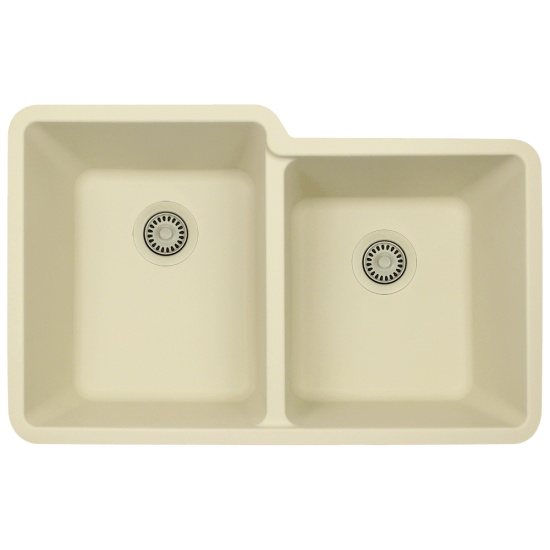 801-Beige Double Offset Bowl Quartz Granite Sink