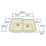 801-Beige Double Offset Bowl Quartz Granite Sink