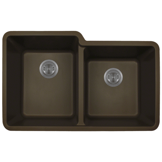 801-Mocha Double Offset Bowl Quartz Granite Sink