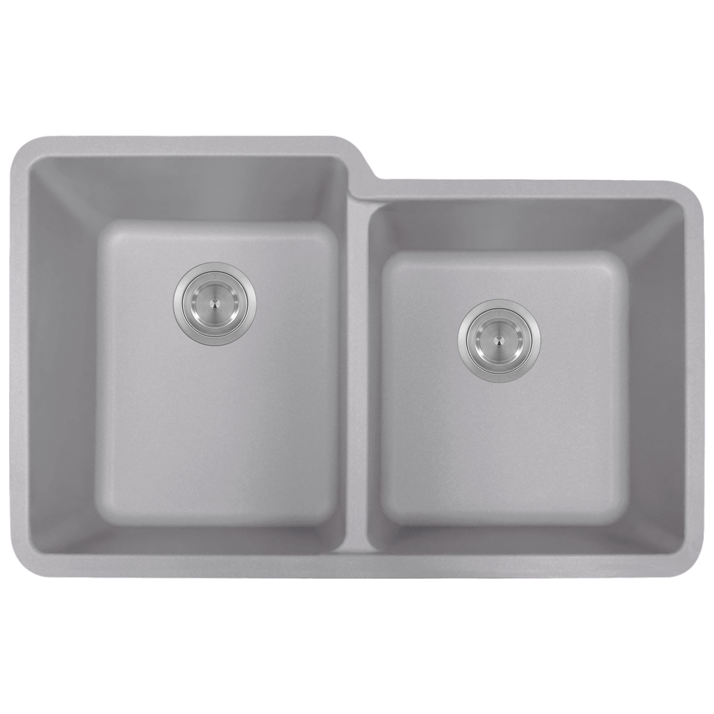 801-Silver Double Offset Bowl Quartz Granite Sink 801-Silver Double Offset Bowl Quartz Granite Sink