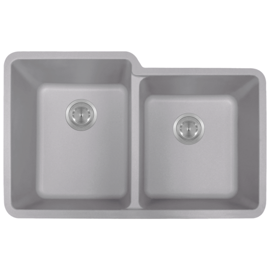 801-Silver Double Offset Bowl Quartz Granite Sink