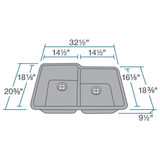 801-Silver Double Offset Bowl Quartz Granite Sink