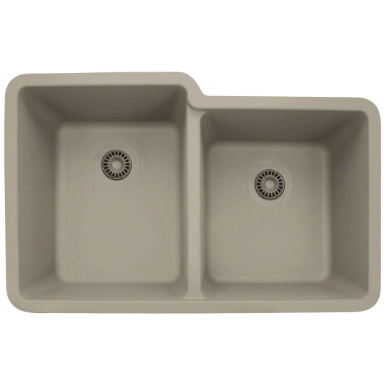 801-Slate Double Offset Bowl Quartz Granite Sink