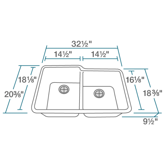 801-White Double Offset Bowl Quartz Granite Sink