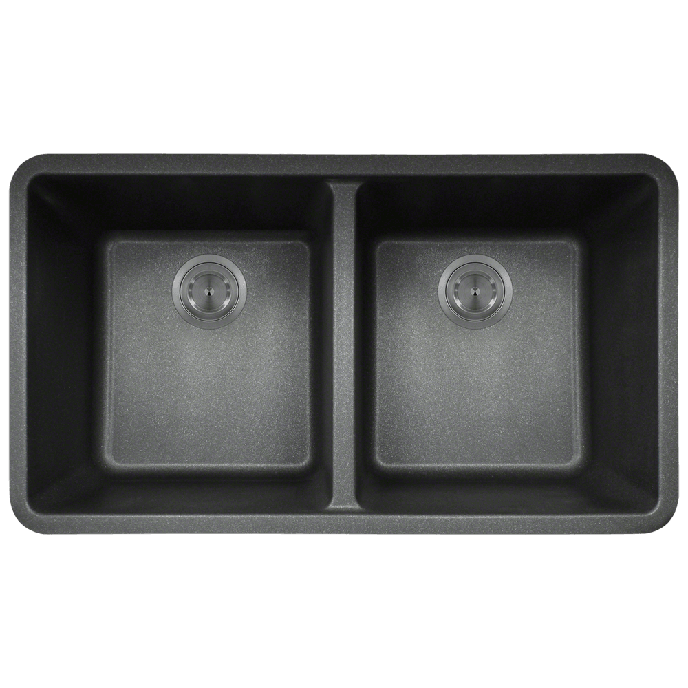 802-Black Double Equal Bowl Quartz Granite Kitchen Sink