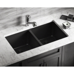 802-Black Double Equal Bowl Quartz Granite Kitchen Sink