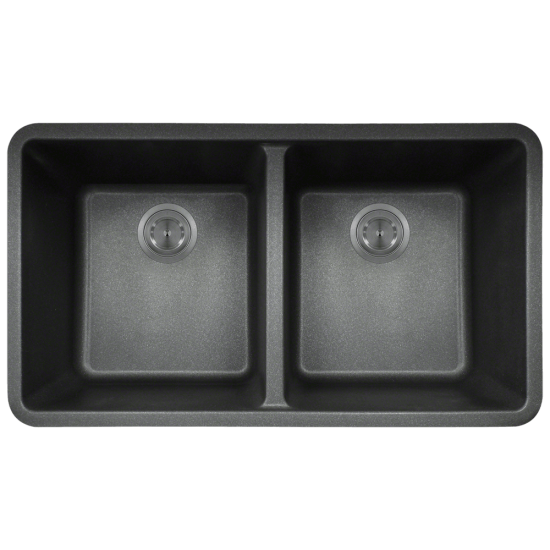 802-Black Double Equal Bowl Quartz Granite Kitchen Sink