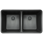 802-Black Double Equal Bowl Quartz Granite Kitchen Sink