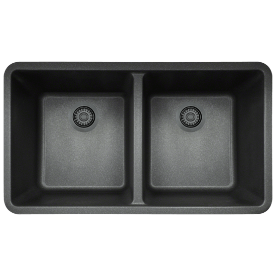 802-Black Double Equal Bowl Quartz Granite Kitchen Sink