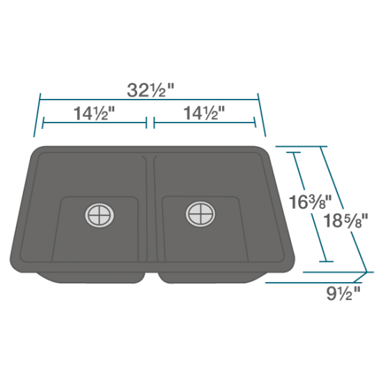 802-Black Double Equal Bowl Quartz Granite Kitchen Sink