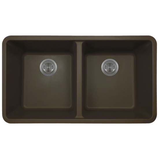 802-Mocha Double Equal Bowl Quartz Granite Kitchen Sink