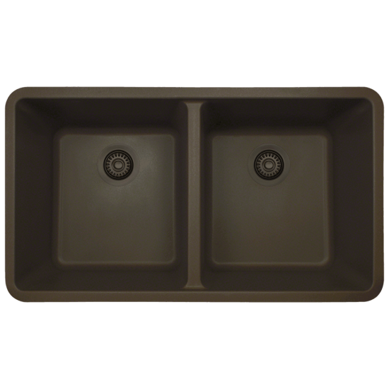 802-Mocha Double Equal Bowl Quartz Granite Kitchen Sink
