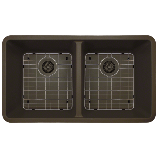 802-Mocha Double Equal Bowl Quartz Granite Kitchen Sink