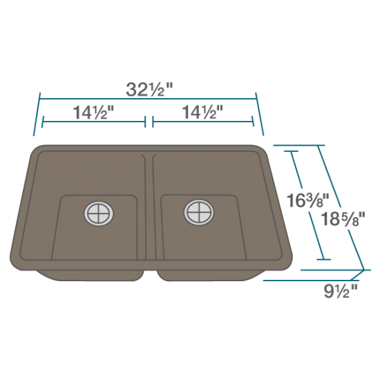 802-Mocha Double Equal Bowl Quartz Granite Kitchen Sink