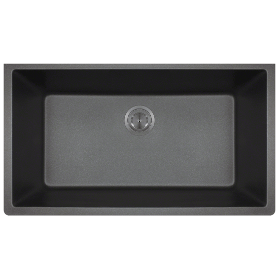 848-Black Single Bowl Undermount Quartz Granite Sink