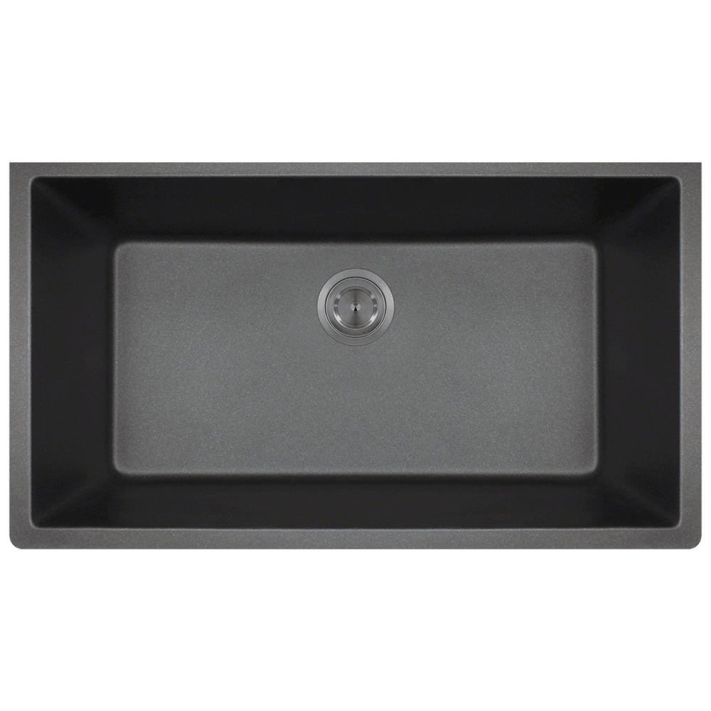 848-Black Single Bowl Undermount Quartz Granite Sink