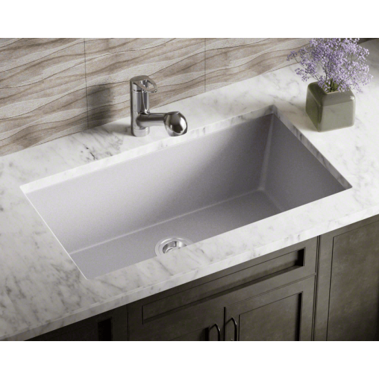 848-Silver Single Bowl Undermount Quartz Granite Sink