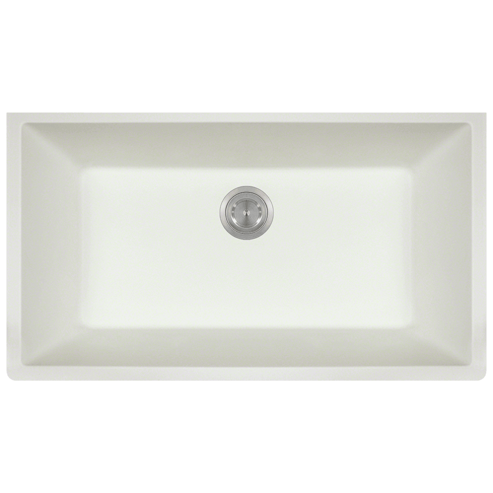 848-White Single Bowl Undermount Quartz Granite Sink