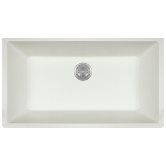 848-White Single Bowl Undermount Quartz Granite Sink