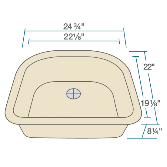 824-Beige D-Bowl Quartz Granite Sink