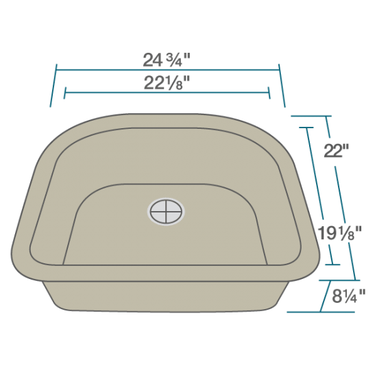 824-Slate D-Bowl Quartz Granite Sink