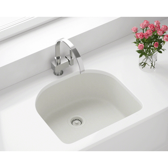 824-White D-Bowl Quartz Granite Sink