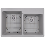 T801-Silver Double Offset Bowl Topmount Quartz Granite Sink