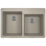 T801-Slate Double Offset Bowl Topmount Quartz Granite Sink