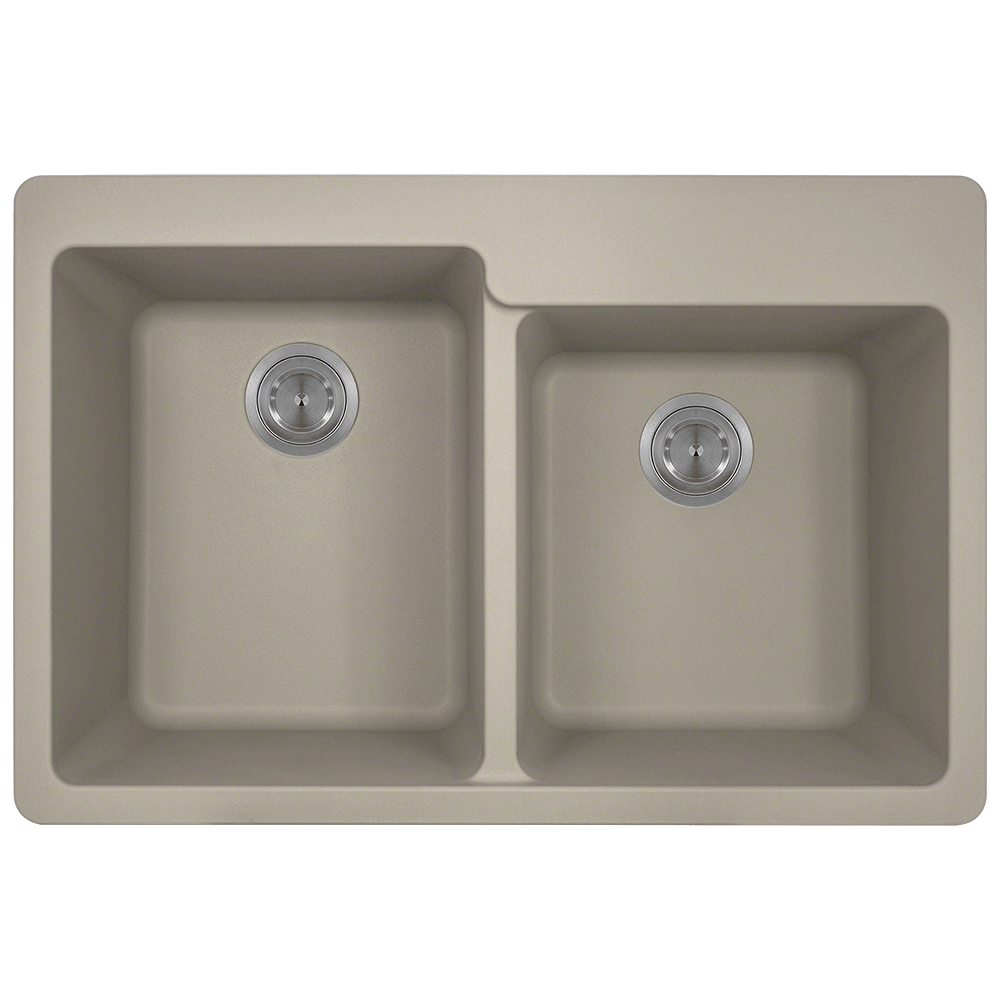 T801-Slate Double Offset Bowl Topmount Quartz Granite Sink