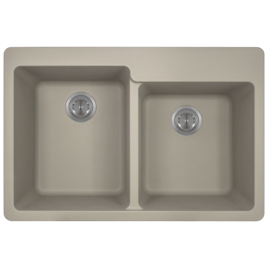 T801-Slate Double Offset Bowl Topmount Quartz Granite Sink