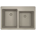 T801-Slate Double Offset Bowl Topmount Quartz Granite Sink