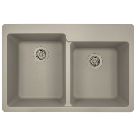 T801-Slate Double Offset Bowl Topmount Quartz Granite Sink