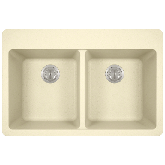 T802-Beige Double Equal Bowl Topmount Quartz Granite Sink