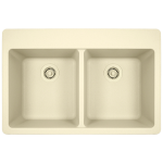 T802-Beige Double Equal Bowl Topmount Quartz Granite Sink