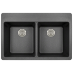 T802-Black Double Equal Bowl Topmount Quartz Granite Sink