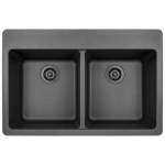 T802-Black Double Equal Bowl Topmount Quartz Granite Sink