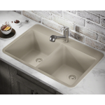 T802-Slate Double Equal Bowl Topmount Quartz Granite Sink