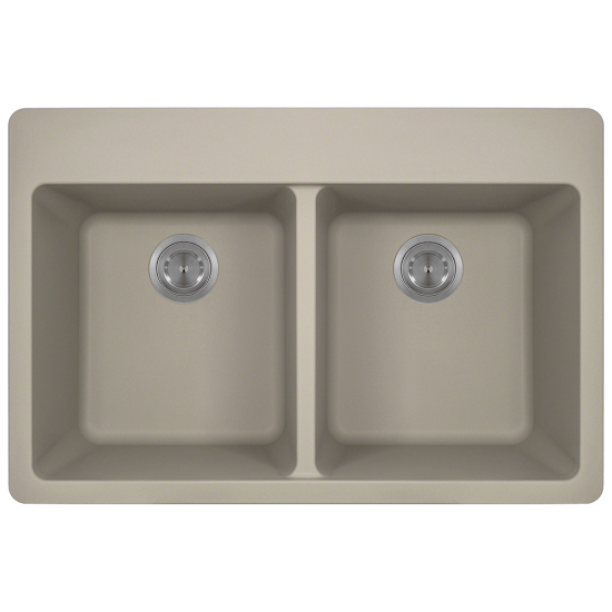 T802-Slate Double Equal Bowl Topmount Quartz Granite Sink