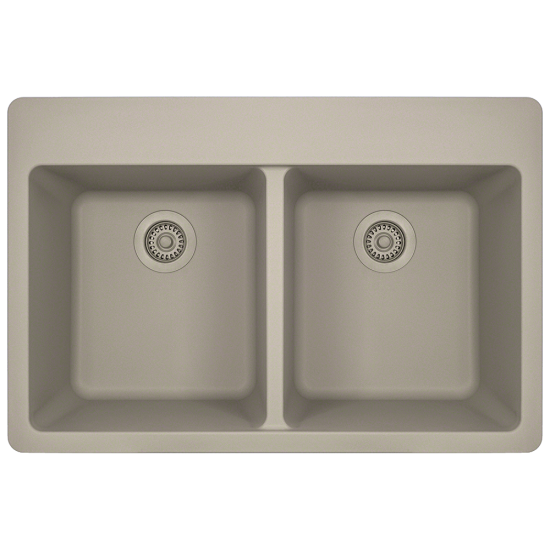 T802-Slate Double Equal Bowl Topmount Quartz Granite Sink