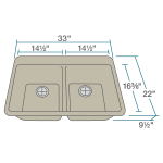 T802-Slate Double Equal Bowl Topmount Quartz Granite Sink