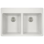 T802-White Double Equal Bowl Topmount Quartz Granite Sink