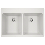 T802-White Double Equal Bowl Topmount Quartz Granite Sink