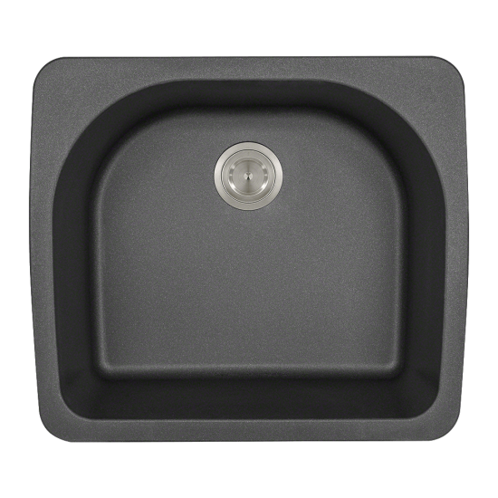 T824-Black D-Bowl Topmount Quartz Granite Sink