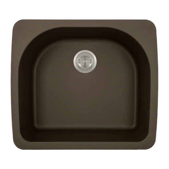 T824-Mocha D-Bowl Topmount Quartz Granite Sink