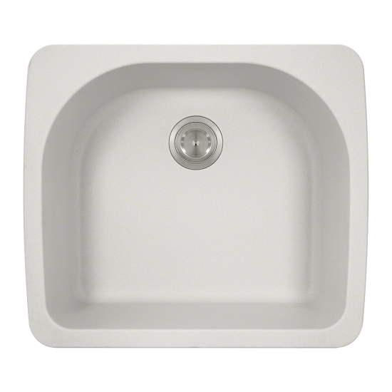 T824-White D-Bowl Topmount Quartz Granite Sink