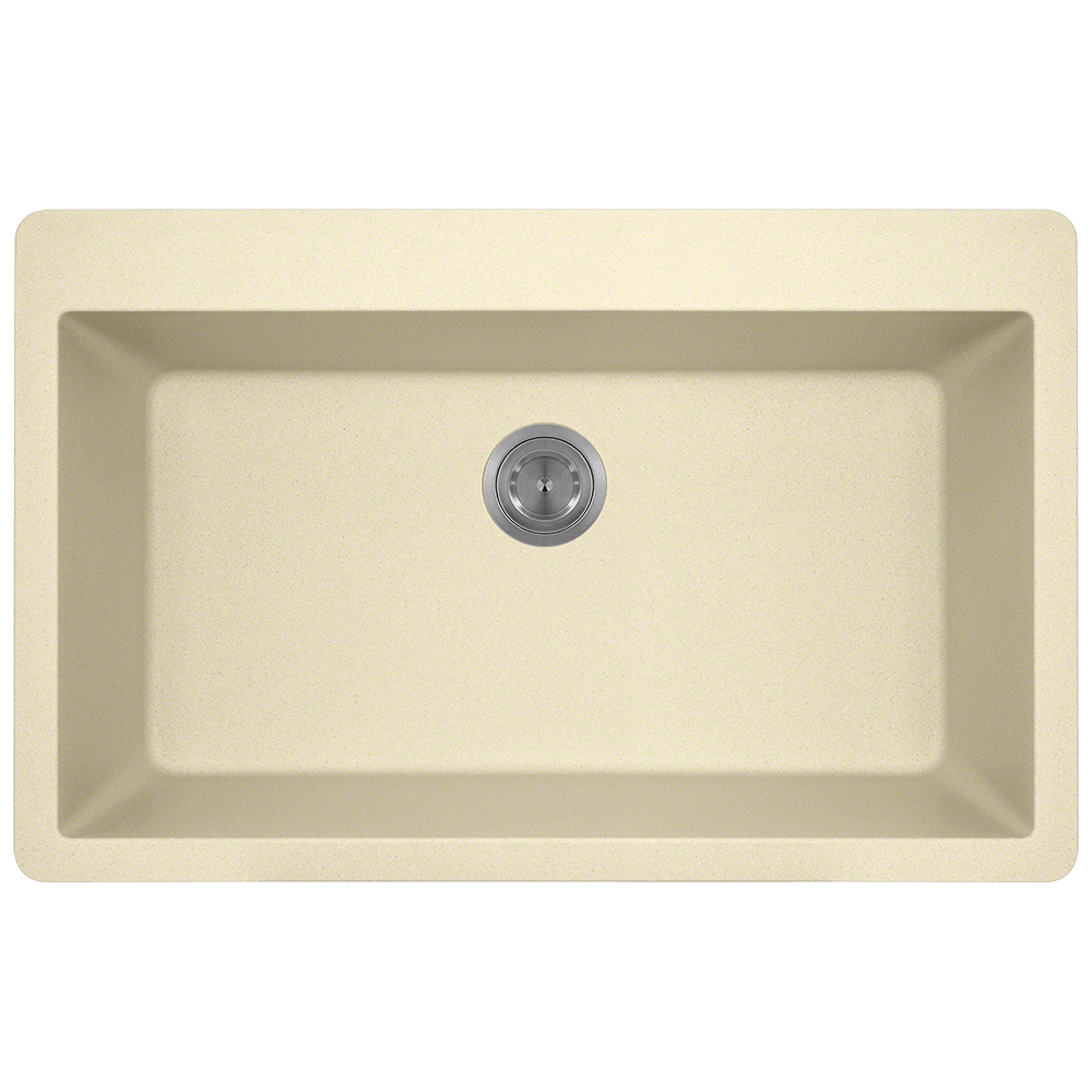 T848-Beige Large Single Bowl Topmount Quartz Granite Sink