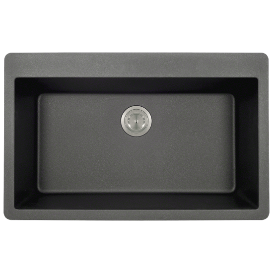 T848-Black Large Single Bowl Topmount Quartz Granite Sink